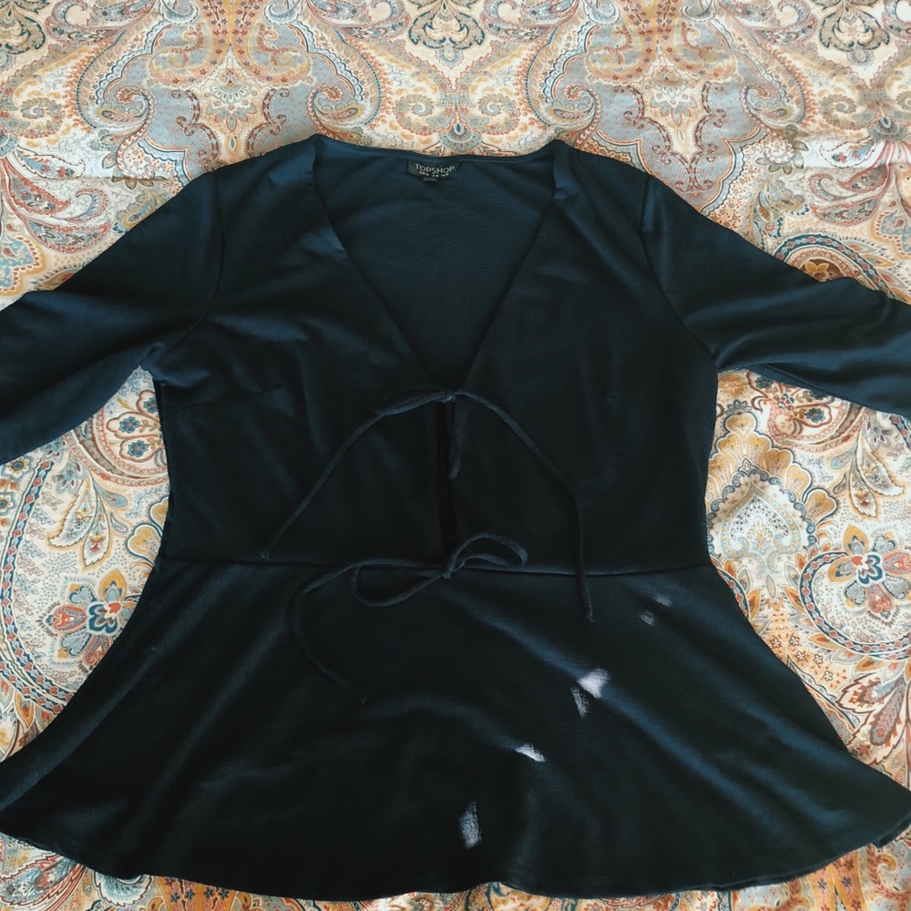 TOPSHOP navy blue peplum top